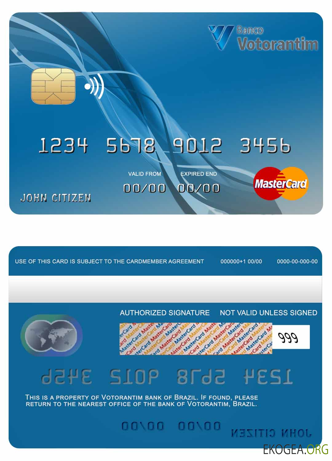 Carte Mastercard de la banque Brésil Votorantim